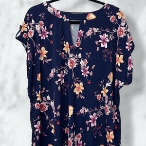 Cure Navy Floral top 2XL
